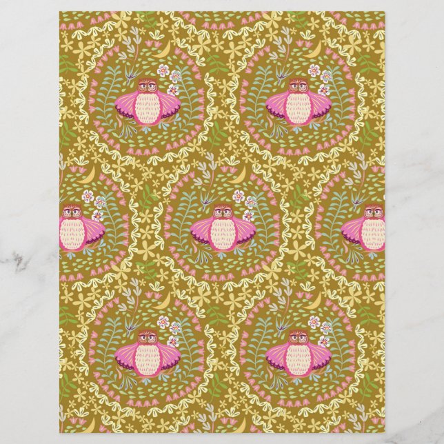 Papier Owl Folk Mustard (Devant)