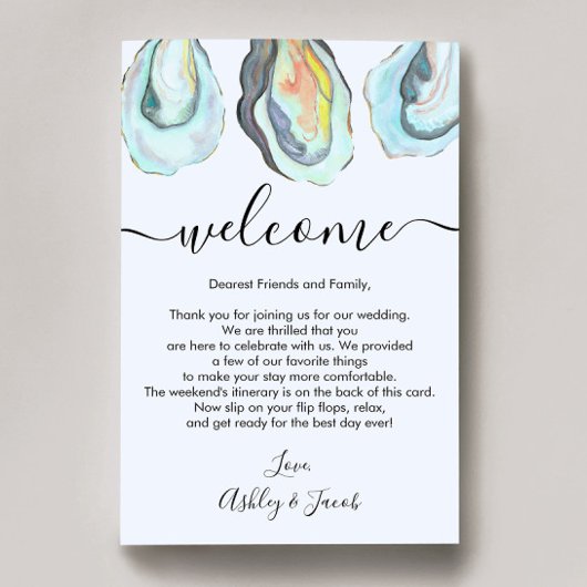 Papier Oyster Coastal Wedding Welcome Letter & Itinerary