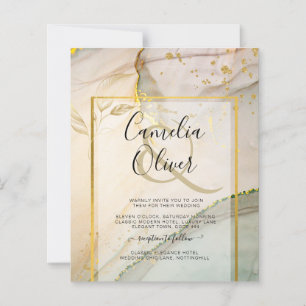 Papier Oyster Pearl Gold MARIAGE Encre d'alcool Abstraite