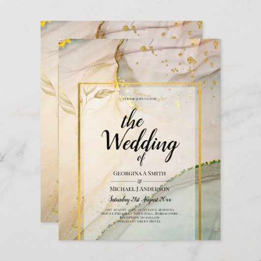 Papier Oyster Pearl Gold MARIAGE Encre d'alcool Abstraite (Devant / Derrière)