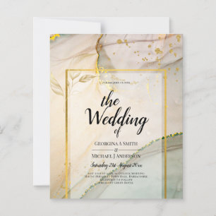 Papier Oyster Pearl Gold MARIAGE Encre d'alcool Abstraite