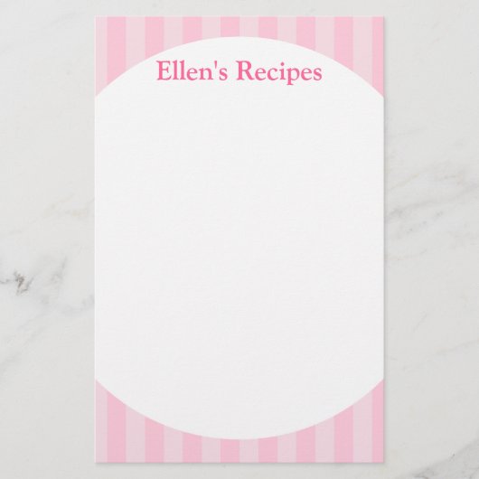 Papier Pad de note de recette Pink Stripes (Devant)
