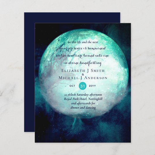 Papier Pagan Wiccan Turquoise Lune Gothique Handfasting I (Devant / Derrière)