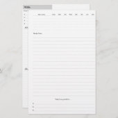 Papier Pagew du planificateur hebdomadaire (Devant / Derrière)