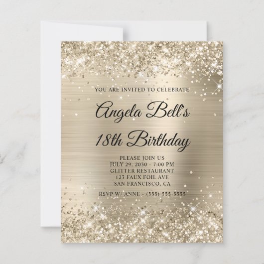Papier Pailleté Or Clair Monogramme Fantaisie 18e Anniver (Devant)