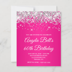 Papier Paillettes Argent Rose Chaude Ombre 60e Anniversai