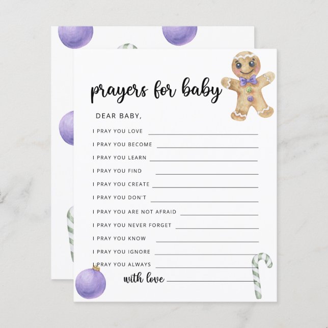 Papier Pain d'épices - prières pour bébé (Devant / Derrière)