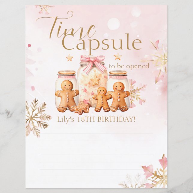 Papier Pain d'épices rose Noël Anniversaire Heure Capsule (Devant)