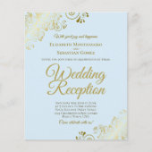 Papier Pale Blue & Gold Mariage Réception BUDGET Invitati (Devant)