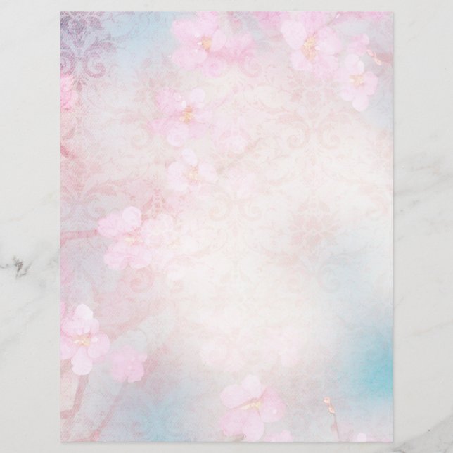 Papier Pale rose floral & Damask scrapbook Ephemera (Devant)