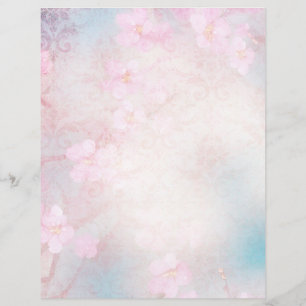 Papier Pale rose floral & Damask scrapbook Ephemera
