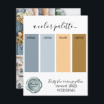 Papier Palette de couleurs de mariage bleu poussiéreux et<br><div class="desc">Carte de palette de couleurs de mariage bleu poussiéreux et jaune orangé 2023</div>