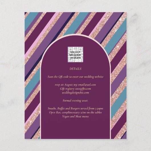 Papier Palette Plum violet Rose Mariage or  (Dos)