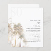 Papier Palm Trees 80e anniversaire fête Budget Invitation (Devant / Derrière)