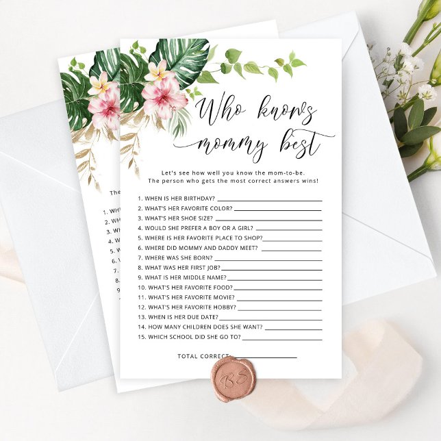 Papier Palme tropicale qui connaît maman meilleur jeu (Créateur téléchargé)