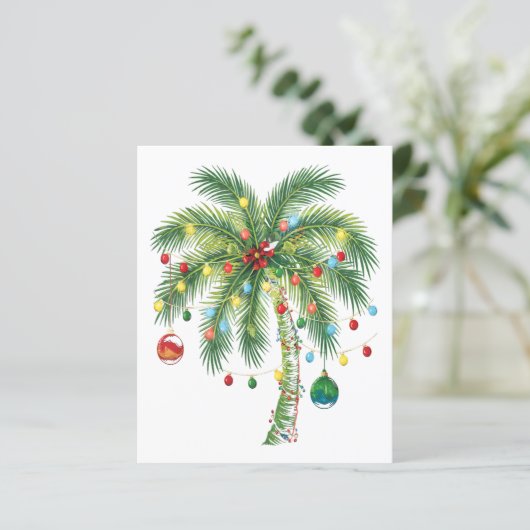 Papier Palmier de Noël tropical avec lumières et ornam (Debout devant)
