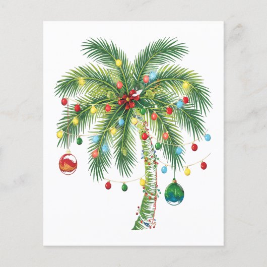 Papier Palmier de Noël tropical avec lumières et ornam (Dos)