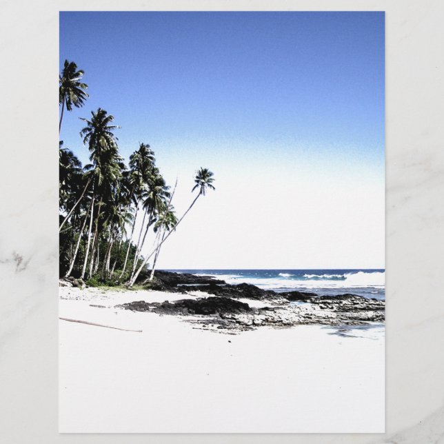 Papier Palmiers exotiques & Plage Paradise (Devant)