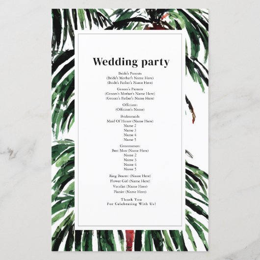 Papier Palmiers peints Mariage de plage moderne (Dos)