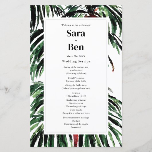 Papier Palmiers peints Mariage de plage moderne (Devant)