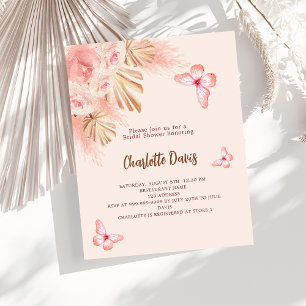Papier Pampa papillon budget Douche nuptiale invitation