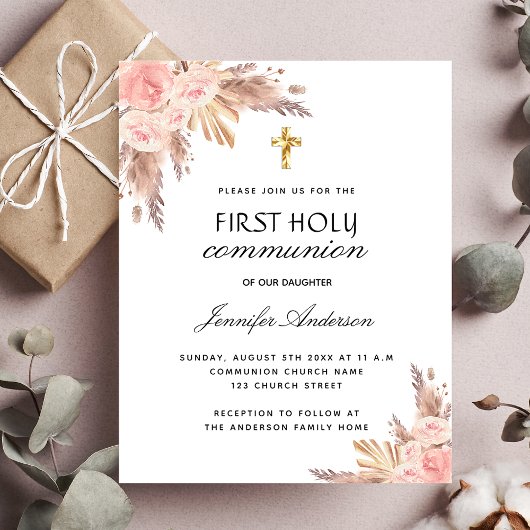 Papier Pampa pâturage budget rose première communion