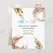 Papier Pampas Cadre rond Grass Révélation Fête Invitation (Devant / Derrière)