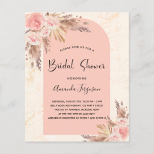 Papier Pampas de douche nuptiale budget rose or boho