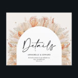 Papier Pampas élégante botanique naturelle détails mariag<br><div class="desc">Pampas de terre cuite bohème moderne bohème botanique herbe botanique élégant carte de détails mariage.</div>