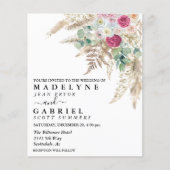 Papier Pampas Fleur d'herbe rose Aquarelle Boho Budget (Devant)