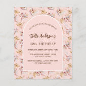 Papier Pampas floral rose boho budget anniversaire invita (Devant)