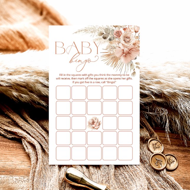 Papier Pampas Grass Boho Baby shower Bohème Bingo Jeu (Créateur téléchargé)