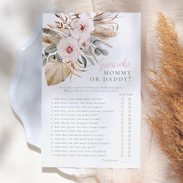 Papier Pampas Grass Boho Devine Qui Baby shower Jeu (Créateur téléchargé)