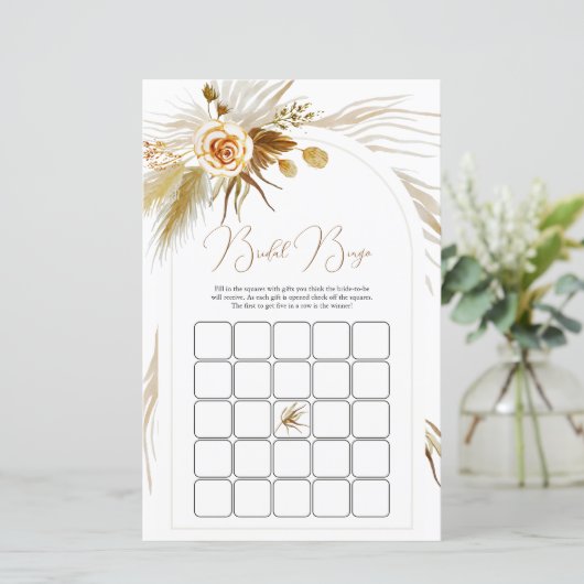 Papier Pampas Grass Bride douche jeu de bingo (Debout devant)