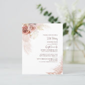 Papier Pampas Grass Floral 80e anniversaire Invitation (Debout devant)
