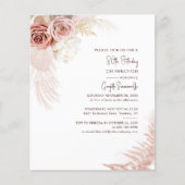 Papier Pampas Grass Floral 80e anniversaire Invitation (Devant)