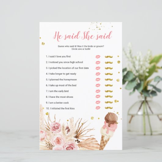 Papier Pampas Grass glace crème Il a dit Elle a dit Game (Debout devant)