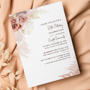 Papier Pampas Grass Terracotta 80e anniversaire Invitatio