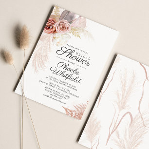Papier Pampas Grass Terracotta Bridal Show Invitation