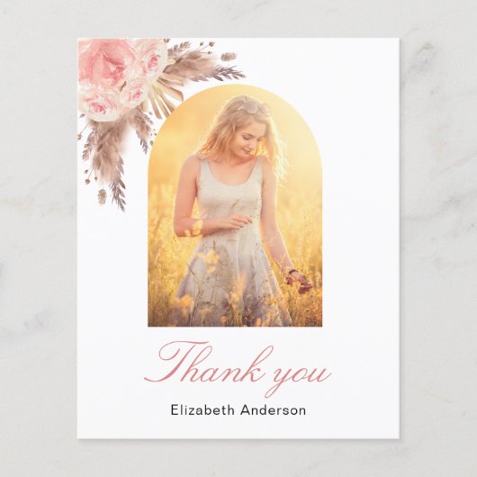 Papier Pampas herbe rose fleuri anniversaire merci (Devant)