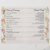 Papier Pampas Palm Pink Floral White Wood Wedding Program (Dos)