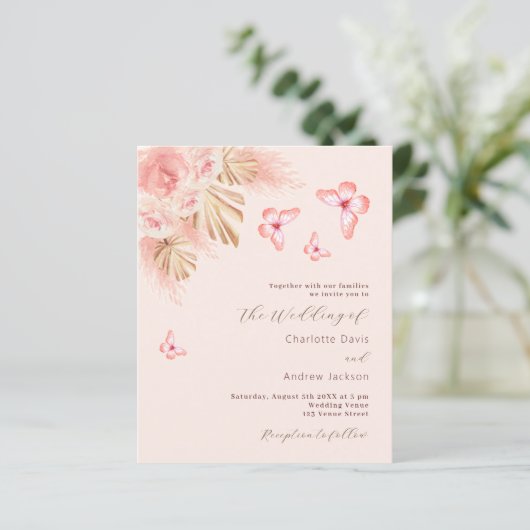 Papier Pampas papillon QR RSVP budget faire-part de maria (Debout devant)