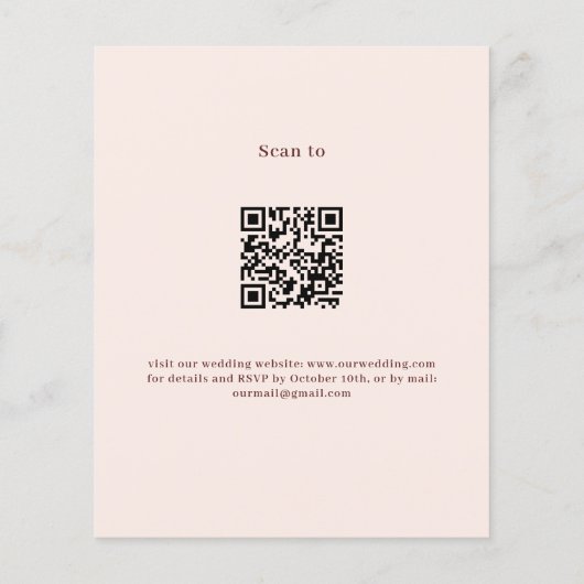 Papier Pampas papillon QR RSVP budget faire-part de maria (Dos)