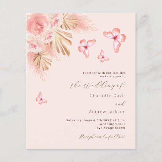 Papier Pampas papillon QR RSVP budget faire-part de maria (Devant)