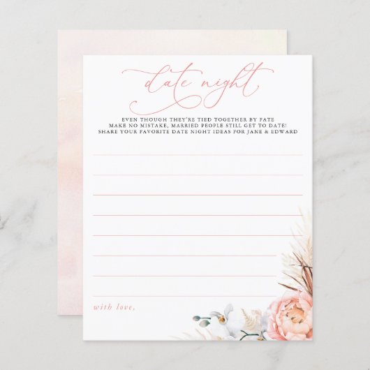 Papier Pampas rose Grass Floral Date Idées de nuit (Devant / Derrière)