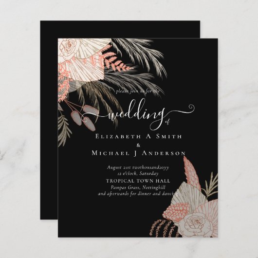 Papier Pampas Tropical Grass Terracotta Mariage (Devant / Derrière)