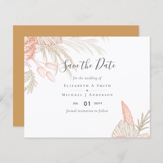 Papier Pampas Tropical Grass Terracotta Mariage (Devant / Derrière)