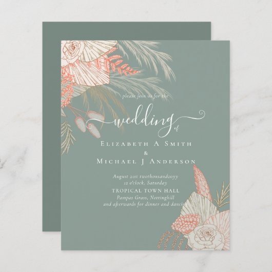 Papier Pampas Tropical Grass Terracotta Mariage (Devant / Derrière)