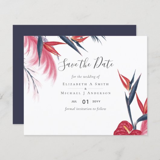Papier Pampas Tropical Mariage de Berry Marine (Devant / Derrière)