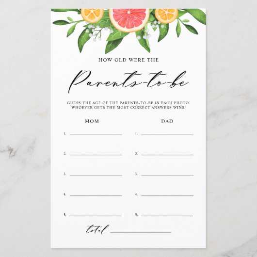 Papier Pamplemousse aquarelle Comment vieux Baby shower j (Devant)